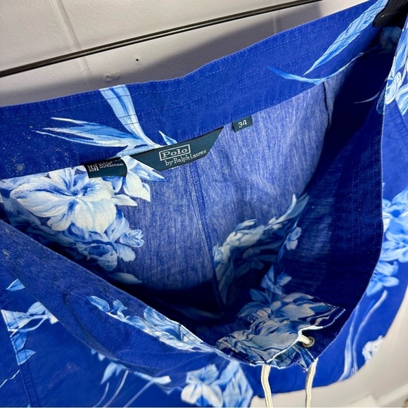 Vintage Polo Ralph Lauren Blue Floral Hawaiian Board Shorts - Picture 11 of 12